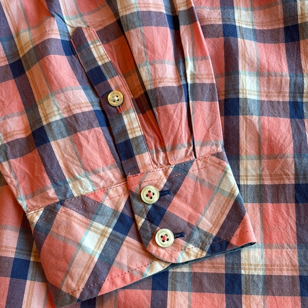 Talbots Plaid Button Down Shirt Plus 3X Pink Blue Cotton - Picture 5 of 8